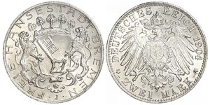 2 Mark Freie Hansestadt Bremen Silber 