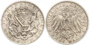 2 Mark Freie Hansestadt Bremen Silber 