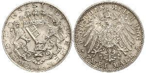 2 Mark Freie Hansestadt Bremen Silber 