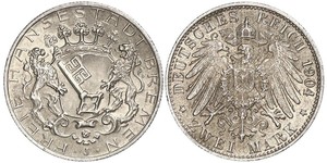 2 Mark Freie Hansestadt Bremen Silber 