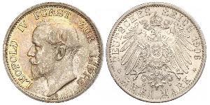 2 Mark Fürstentum Lippe (1123 - 1918) Silber Leopold IV. (Lippe)