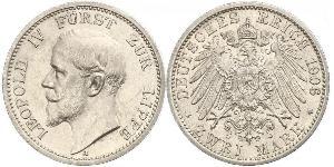2 Mark Fürstentum Lippe (1123 - 1918) Silber Leopold IV. (Lippe)