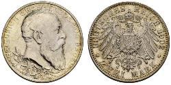 2 Mark Grand Duchy of Baden (1806-1918) Silber Friedrich I. (Baden, Großherzog) (1826 - 1907)