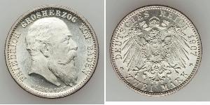 2 Mark Grand Duchy of Baden (1806-1918) Silber Friedrich I. (Baden, Großherzog) (1826 - 1907)