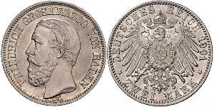 2 Mark Grand Duchy of Baden (1806-1918) Silber Friedrich I. (Baden, Großherzog) (1826 - 1907)