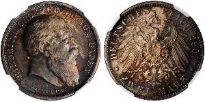 2 Mark Grand Duchy of Baden (1806-1918) Silber Friedrich I. (Baden, Großherzog) (1826 - 1907)