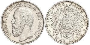 2 Mark Grand Duchy of Baden (1806-1918) Silber Friedrich I. (Baden, Großherzog) (1826 - 1907)