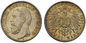 2 Mark Grand Duchy of Baden (1806-1918) Silber Friedrich I. (Baden, Großherzog) (1826 - 1907)