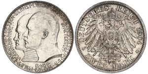 2 Mark Großherzogtum Hessen (1806 - 1918) Silber Ernst Ludwig (Hessen-Darmstadt, Großherzog) (1868 - 1937)