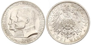 2 Mark Großherzogtum Hessen (1806 - 1918) Silber Ernst Ludwig (Hessen-Darmstadt, Großherzog) (1868 - 1937)