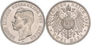 2 Mark Großherzogtum Hessen (1806 - 1918) Silber Ernst Ludwig (Hessen-Darmstadt, Großherzog) (1868 - 1937)