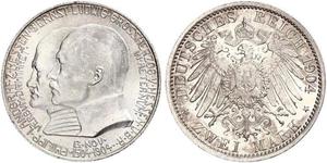 2 Mark Großherzogtum Hessen (1806 - 1918) Silber Ernst Ludwig (Hessen-Darmstadt, Großherzog) (1868 - 1937)