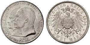 2 Mark Großherzogtum Hessen (1806 - 1918) Silber Ernst Ludwig (Hessen-Darmstadt, Großherzog) (1868 - 1937)