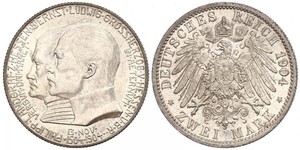 2 Mark Großherzogtum Hessen (1806 - 1918) Silber Ernst Ludwig (Hessen-Darmstadt, Großherzog) (1868 - 1937)