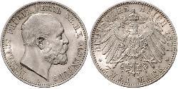 2 Mark Großherzogtum Oldenburg (1814 - 1918) Silber Peter II. (Oldenburg) (1827 - 1900)