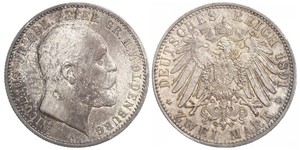 2 Mark Großherzogtum Oldenburg (1814 - 1918) Silber Peter II. (Oldenburg) (1827 - 1900)