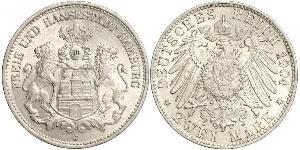 2 Mark Hamburg / Deutschland Silber 