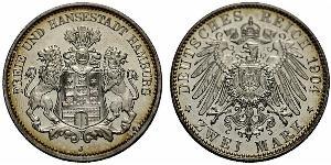 2 Mark Hamburg / Deutschland Silber 