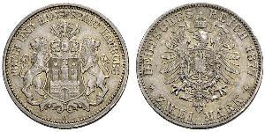 2 Mark Hamburg / Deutschland Silber 