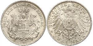 2 Mark Hamburg / Deutschland Silber 