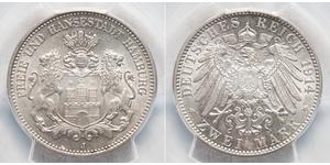 2 Mark Hamburg / Deutschland Silber 