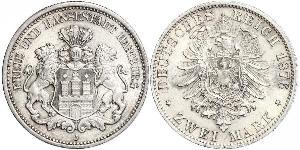 2 Mark Hamburg / Deutschland Silber 