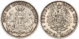 2 Mark Hamburg / Deutschland Silber 