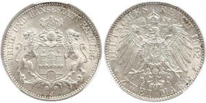 2 Mark Hamburg / Deutschland Silber 