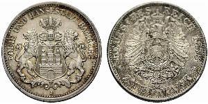 2 Mark Hamburg / Deutschland Silber 