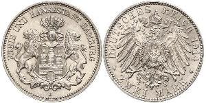 2 Mark Hamburg / Deutschland Silber 