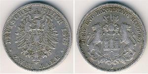 2 Mark Hamburg / Deutschland Silber 