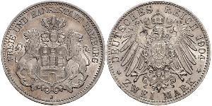 2 Mark Hamburg / Deutschland Silber 