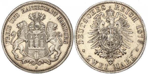 2 Mark Hamburg / Deutschland Silber 