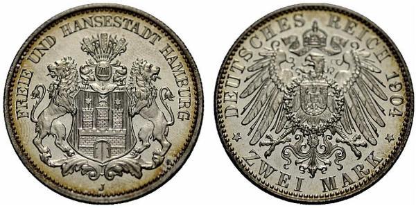 2 Mark Hamburg / Deutschland Silber 