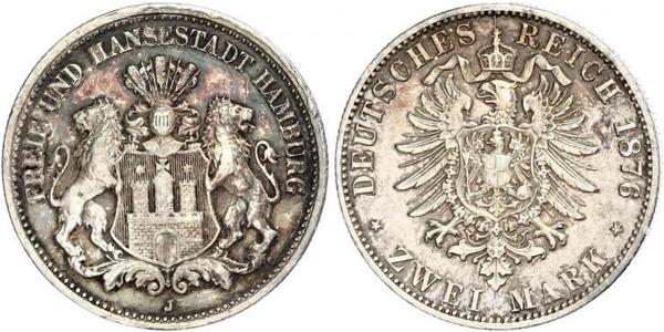 2 Mark Hamburg / Deutschland Silber 