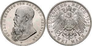 2 Mark Herzogtum Sachsen-Meiningen (1680 - 1918) Silber Georg II. (Sachsen-Meiningen)