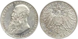 2 Mark Herzogtum Sachsen-Meiningen (1680 - 1918) Silber Georg II. (Sachsen-Meiningen)