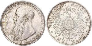 2 Mark Herzogtum Sachsen-Meiningen (1680 - 1918) Silber Georg II. (Sachsen-Meiningen)