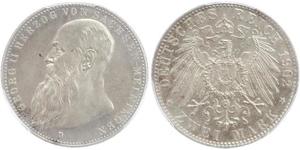 2 Mark Herzogtum Sachsen-Meiningen (1680 - 1918) Silber Georg II. (Sachsen-Meiningen)