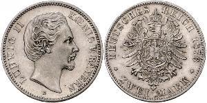 2 Mark Königreich Bayern (1806 - 1918) Silber Ludwig II. (Bayern)(1845 – 1886)