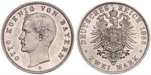 2 Mark Königreich Bayern (1806 - 1918) Silber Otto (Bayern)(1848 – 1916)