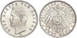 2 Mark Königreich Bayern (1806 - 1918) Silber Otto (Bayern)(1848 – 1916)