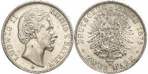 2 Mark Königreich Bayern (1806 - 1918) Silber Ludwig II. (Bayern)(1845 – 1886)