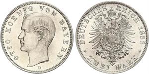 2 Mark Königreich Bayern (1806 - 1918) Silber Otto (Bayern)(1848 – 1916)