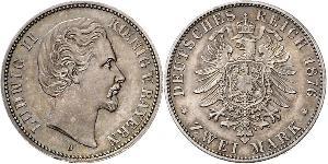 2 Mark Königreich Bayern (1806 - 1918) Silber Ludwig II. (Bayern)(1845 – 1886)