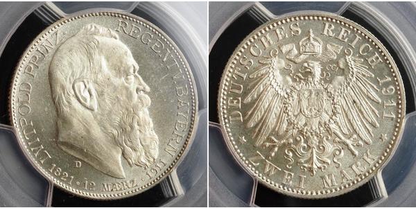 2 Mark Königreich Bayern (1806 - 1918) Silber Otto (Bayern)(1848 – 1916)