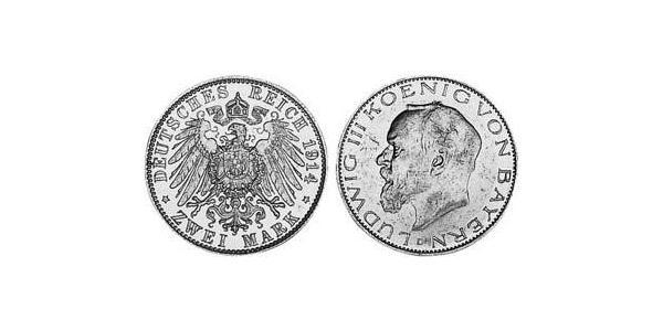 2 Mark Königreich Bayern (1806 - 1918) Silber Ludwig III. (Bayern) (1845 – 1921)