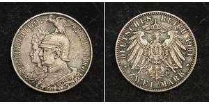 2 Mark Königreich Preußen (1701-1918) Silber Wilhelm II, German Emperor (1859-1941)