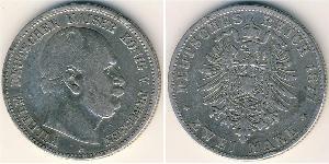 2 Mark Königreich Preußen (1701-1918) Silber Wilhelm I, German Emperor (1797-1888)