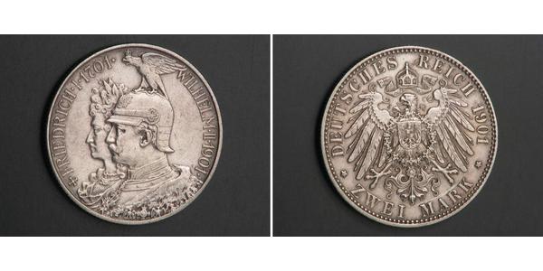 2 Mark Königreich Preußen (1701-1918) Silber Wilhelm II, German Emperor (1859-1941)